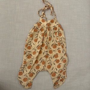 Rylee + Cru halter romper in tangerine print